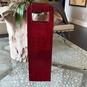 Elegant Cole Haan Red Croc-Embossed Leather Wine Tote